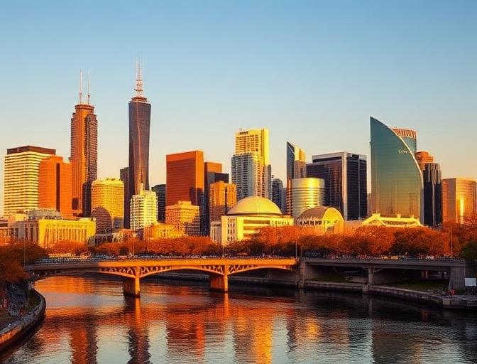 Melbourne city skyline and Yarra River